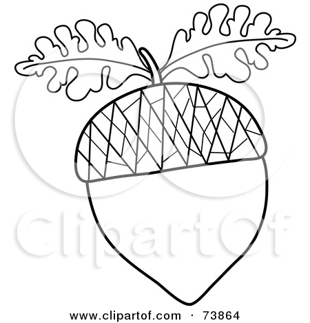 Royalty Free  Rf  Clipart Illustration Of A Black And White Acorn With