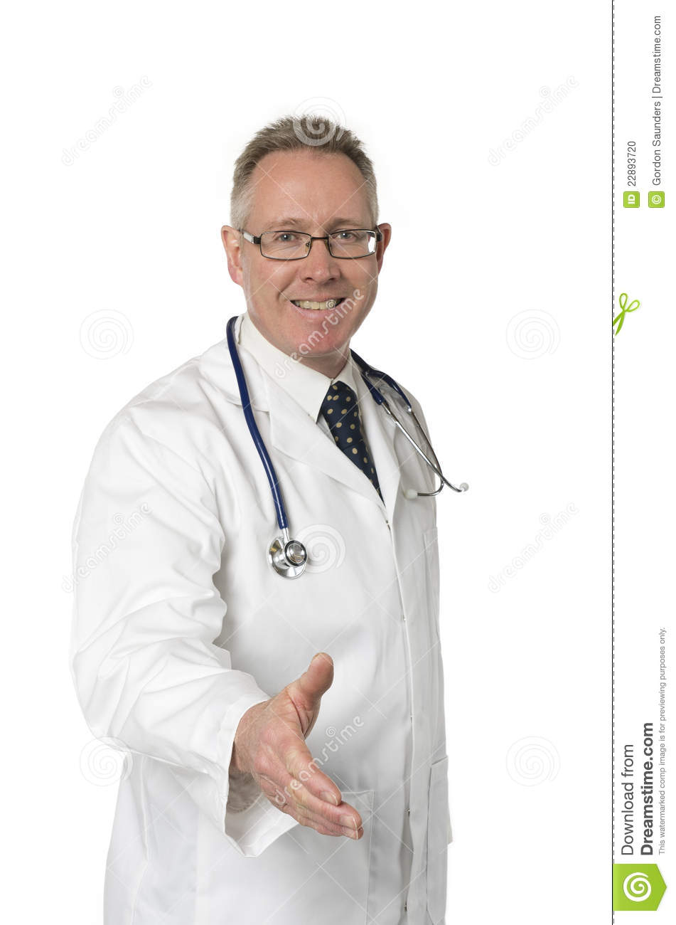     Similar Stock Images Of   Smiling Doctor On White Offers Hand Shake