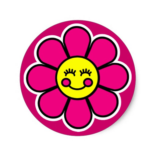 Smiley Flower Stickers  Pink 