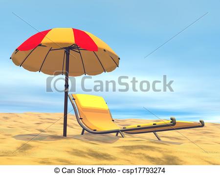 Summer Relaxation Clipart Colorful Umbrella Next To Long Chair At The