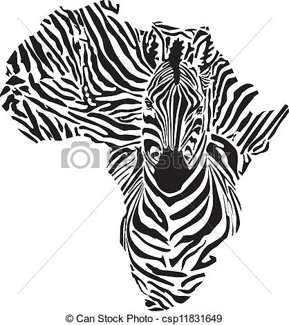 Vector   Africa In A Zebra Camouflage   Stock Illustration Royalty