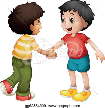 Vector Illustration   Illustration Of Two Kids Shaking Hands On White