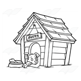 Beka Book    Clip Art    Doghouse With Sleeping Dog And Food Bowl