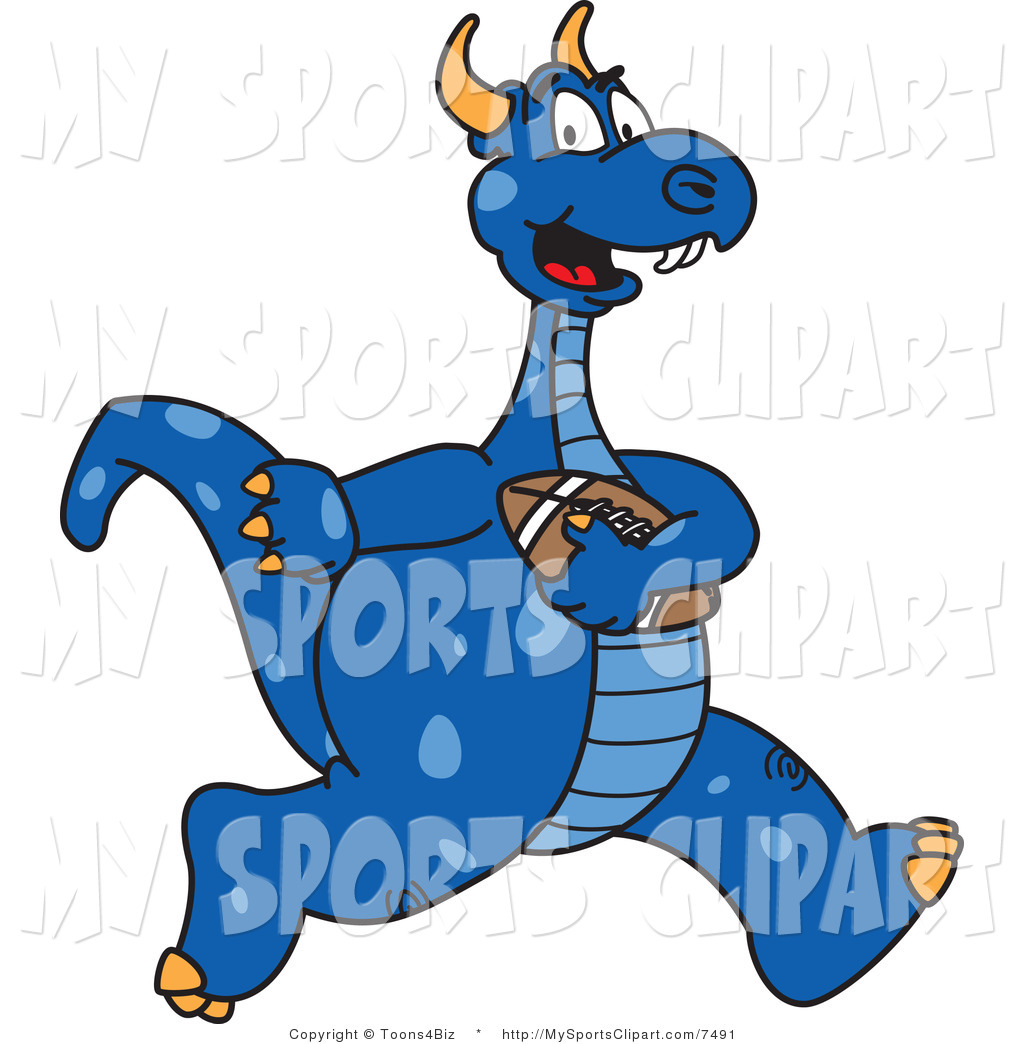 Blue Dragon Clipart Sports Clip Art Of A Dragon Mascot Running With A