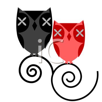 Cartoon Of Two Owls   Royalty Free Clip Art Picture