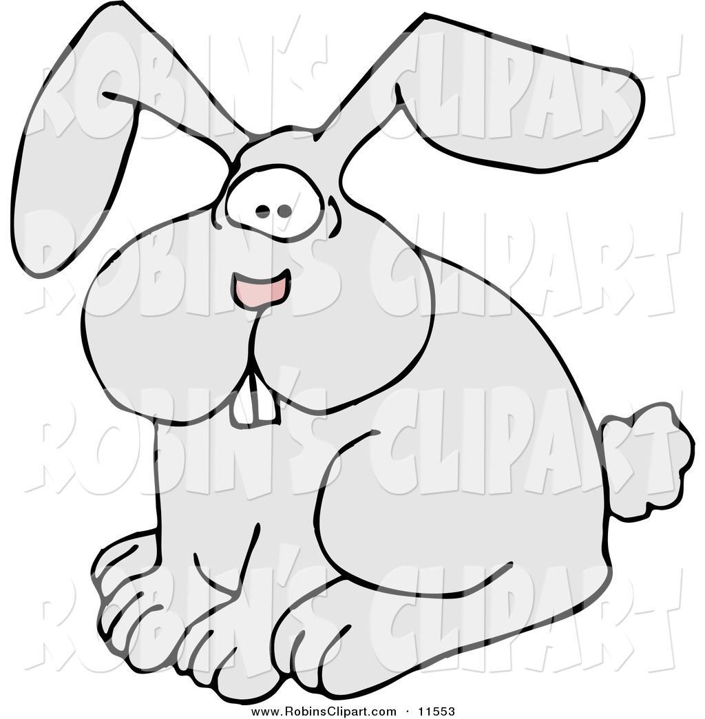 Clip Art Of A Domestic Grey Bunny Rabbit With A Pink Nose By Djart    