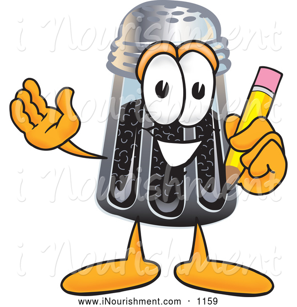 Clipart Of A Smiling Pepper Shaker Mascot Cartoon Character Holding A
