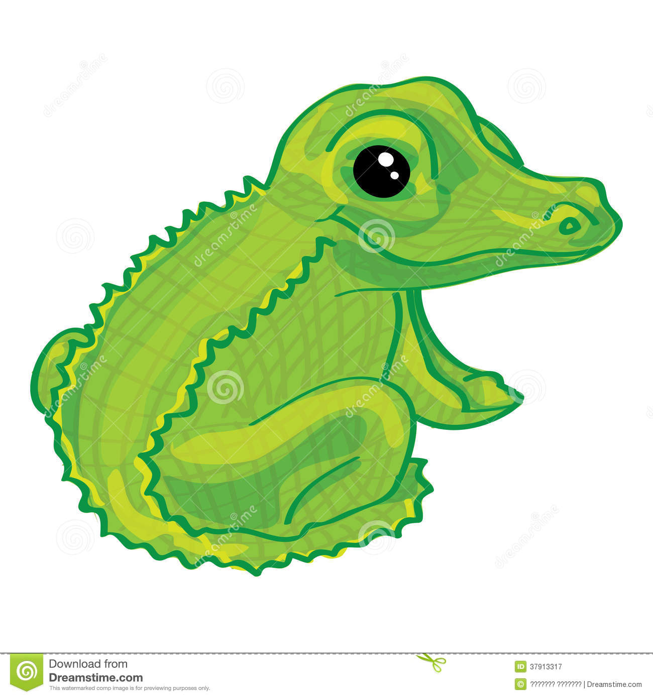 Cute Cartoon Alligator On Isolated White Background Illustration