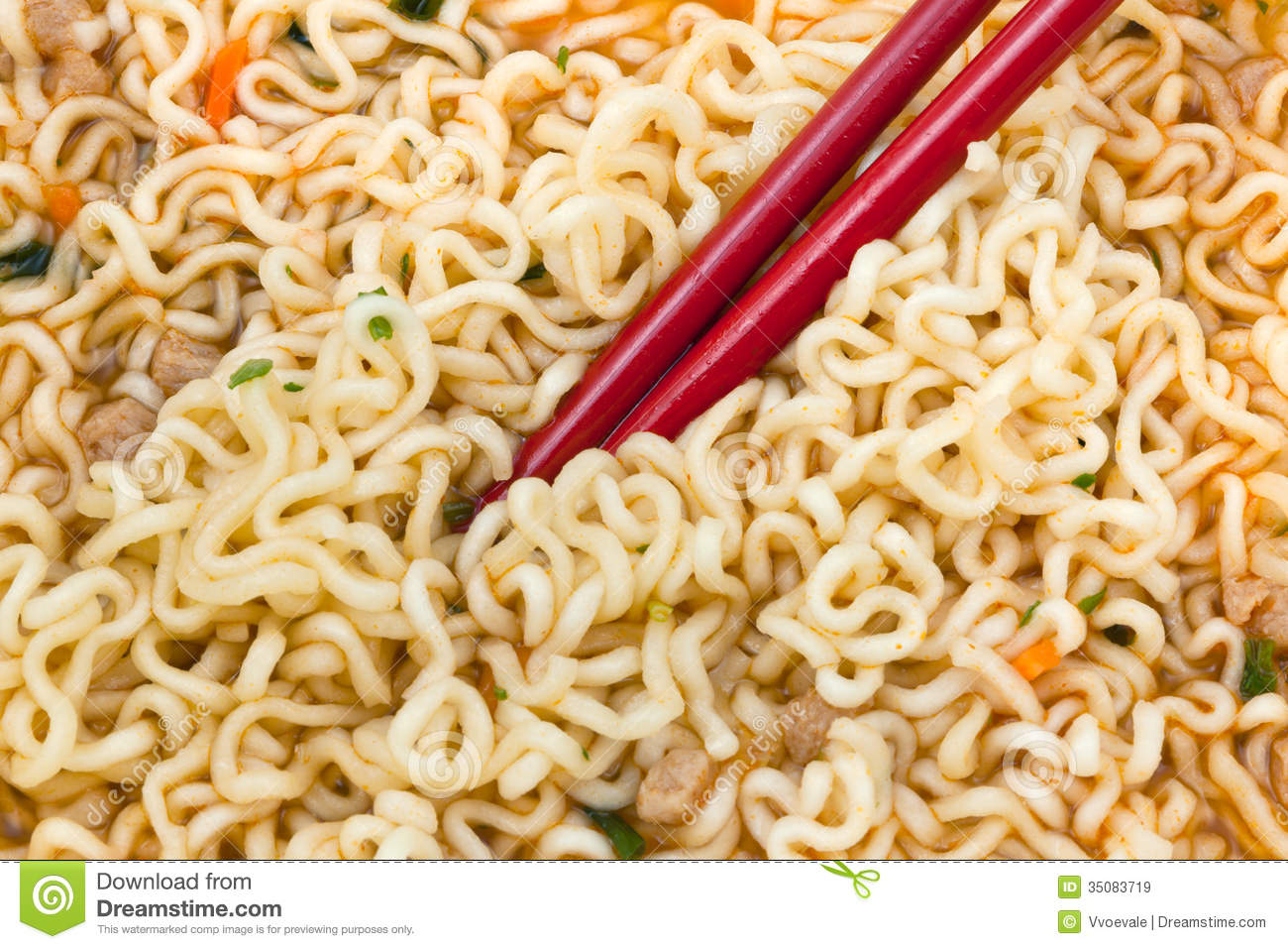Eating Instant Noodles By Red Chopsticks Royalty Free Stock Images