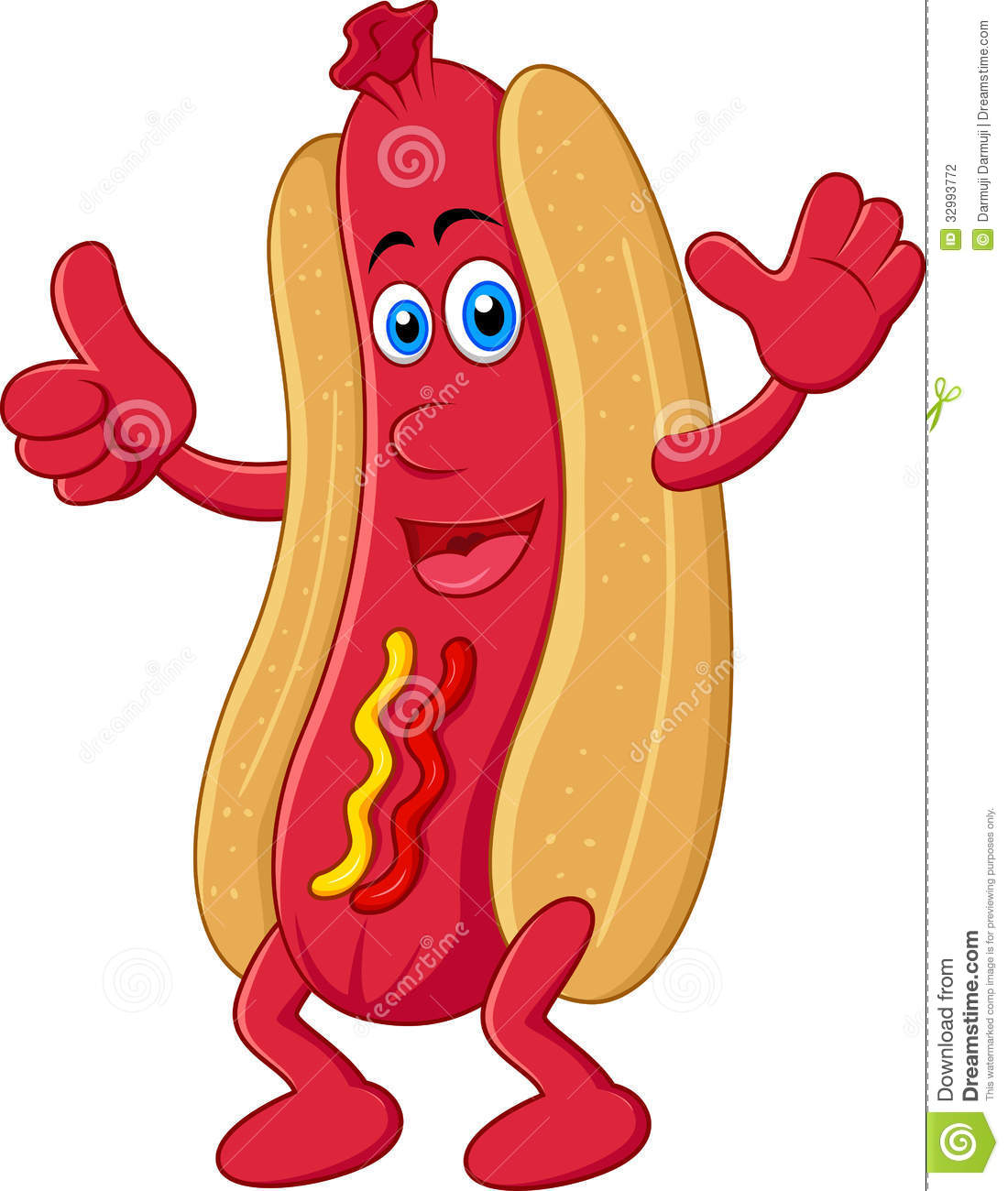 Illustration De Personnage De Dessin Anim  De Hot Dog Avec Le Pouce