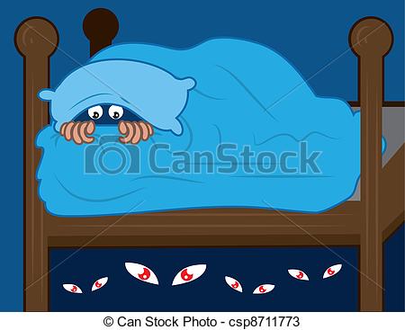 Kid Hiding In Covers From Monsters Under The Bed
