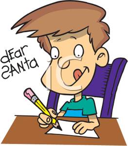 Little Boy Writing A Letter To Santa   Royalty Free Clipart Picture
