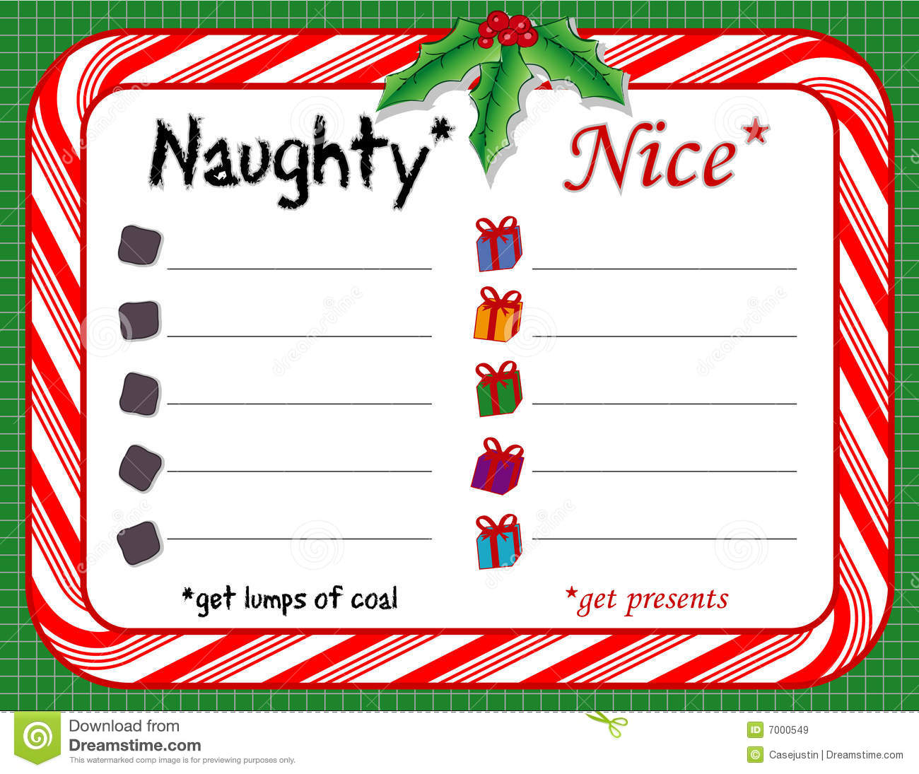 Naughty   Nice Christmas Checklist Royalty Free Stock Images   Image