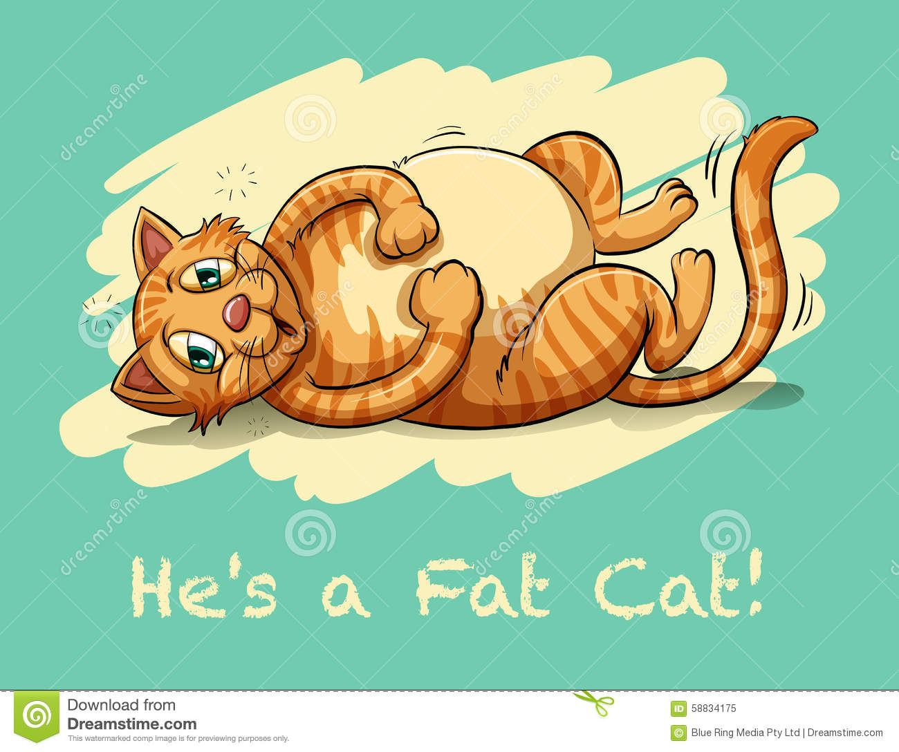 Saying He S A Fat Cat Stock Vector   Image  58834175