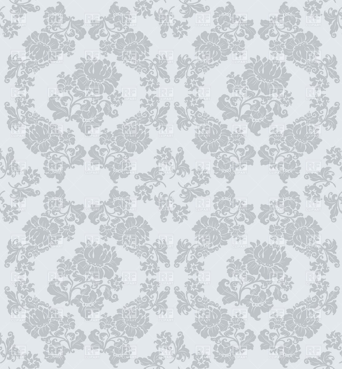 Seamless Grey Victorian Wallpaper With Floral Ornament Backgrounds