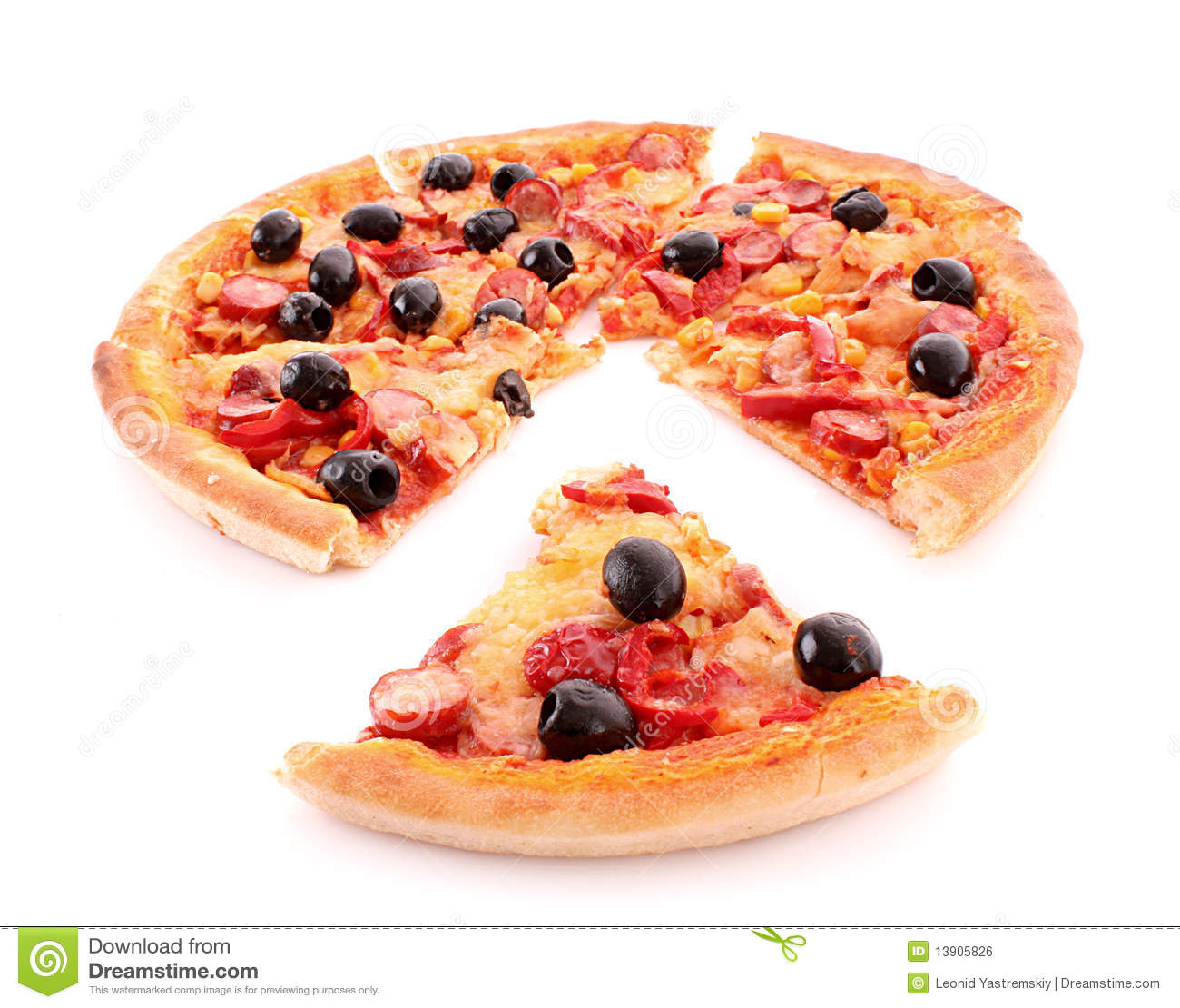 Sliced Pizza With Olives Isolated Royalty Free Stock Image   Image    
