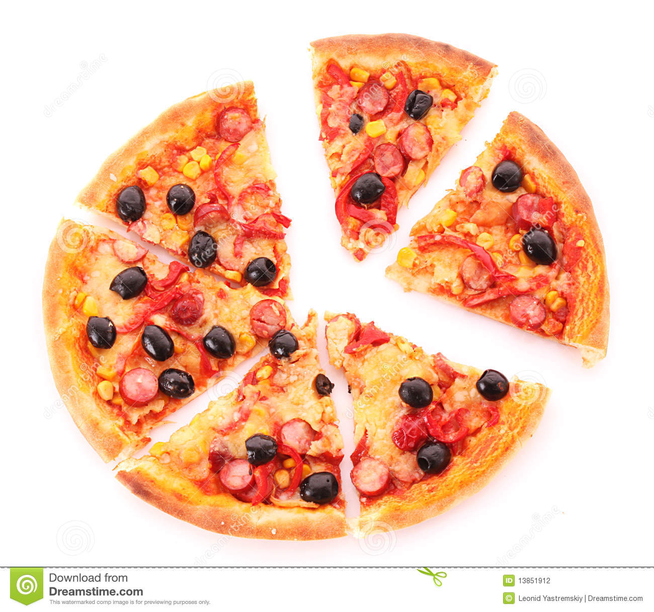 Sliced Pizza With Olives Isolated Stock Photography   Image  13851912