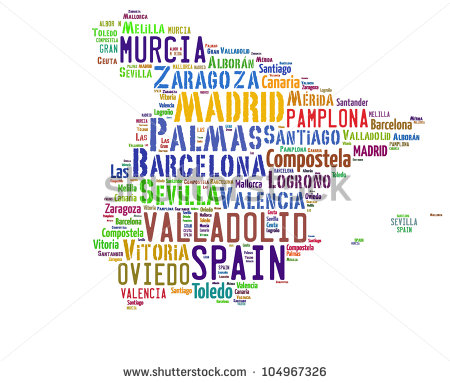 Spanish Words Clipart Spain Map Words Cloud Of Major