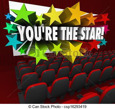 Stock Illustration   You Re The Star Movie Theatre Screen Film Acting