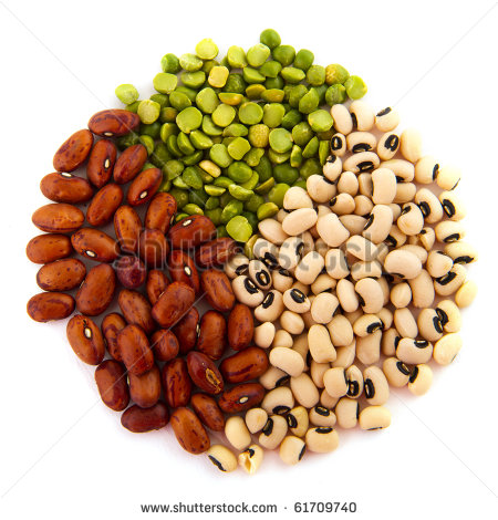 Various Dried Legumes Isolated Over White Background   Stock Photo