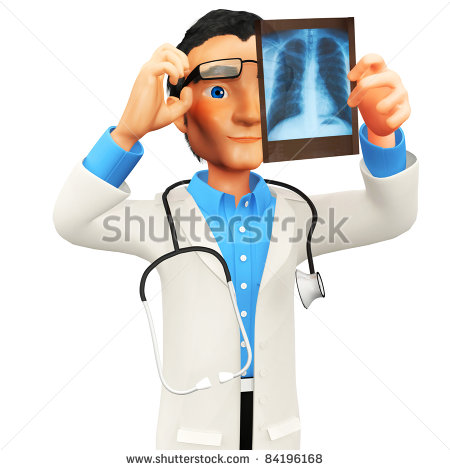 3d Doctor Looking At An X Ray   Isolated Over A White Background