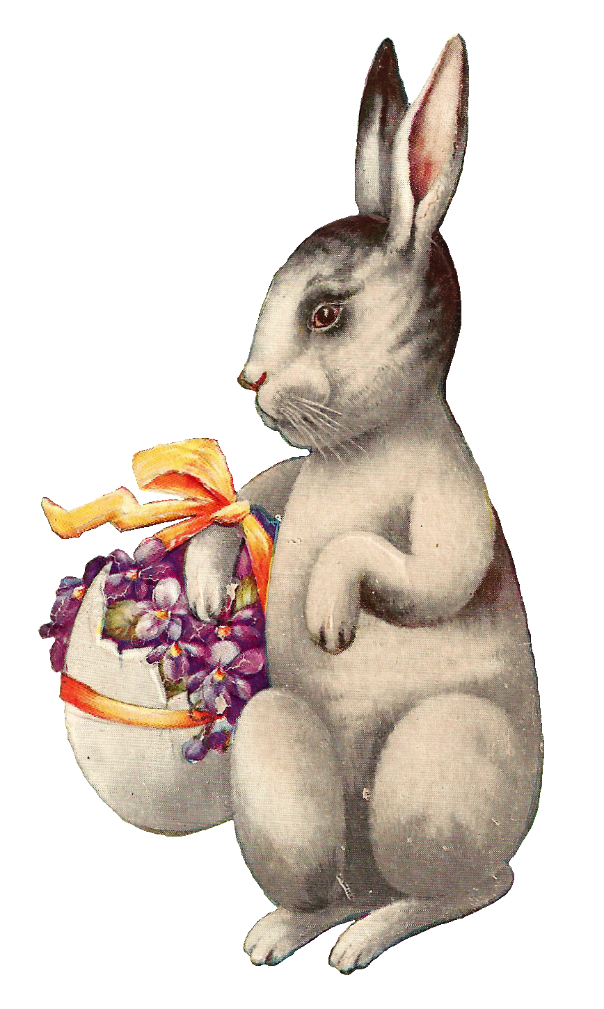 Antique Images  Free Easter Clip Art  Vintage Easter Bunny Carrying