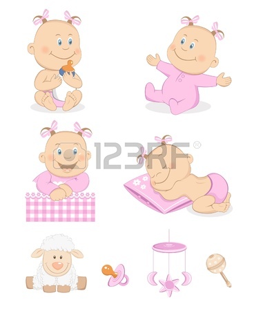 Baby Girl Toys Clipart Baby Accessories Stock Vector Illustration And