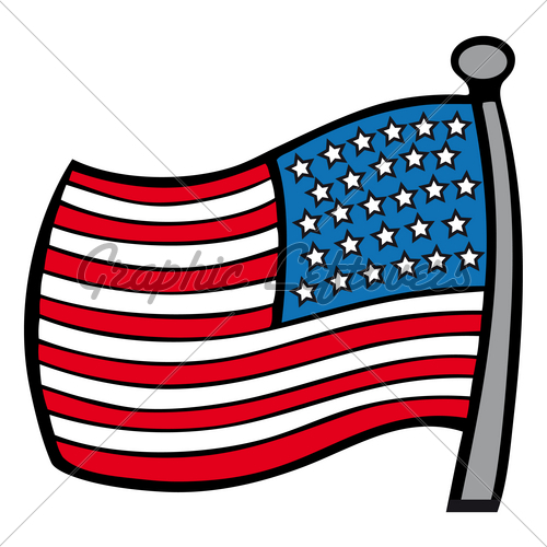 Cartoon Vector Illustration Of An American Flag