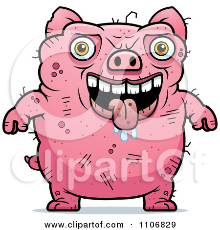 Clipart Illustration Of A Cute Piglet Sitting With A Stubborn Or