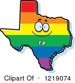 Clipart Of A Gay Rainbow State Of Texas Character Royalty Free Vector