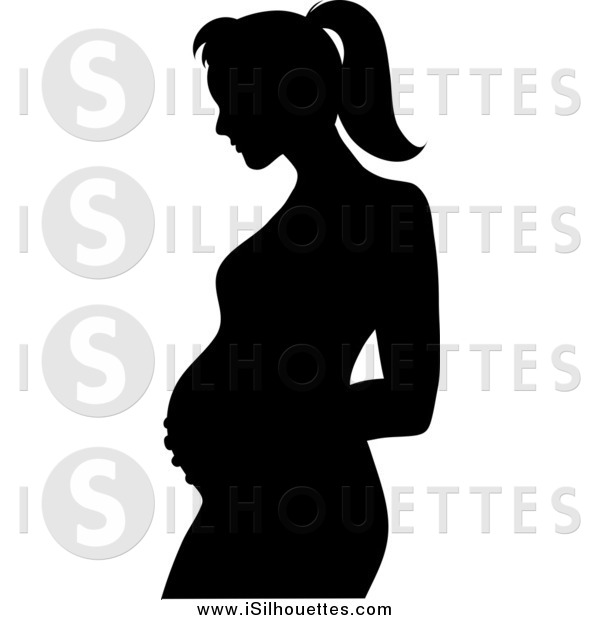 Clipart Of A Silhouetted Pregnant Mother Holding Her Belly By Pams