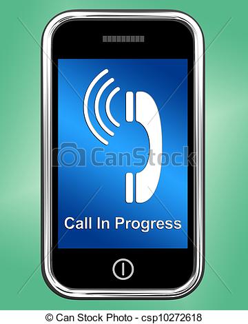 Clipart Of Call In Progress Message On Mobile Phone   Call In Progress