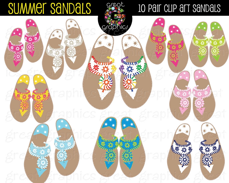 Clipart Sandals Sandal Clip Art Printable Palm Beach Sandal Clipart