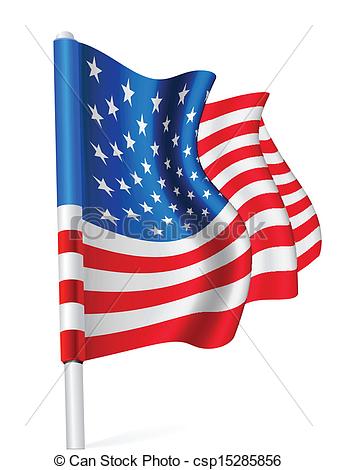 Clipart Vector Of Flag Of The Usa The Flag Pole Waving In The Wind    