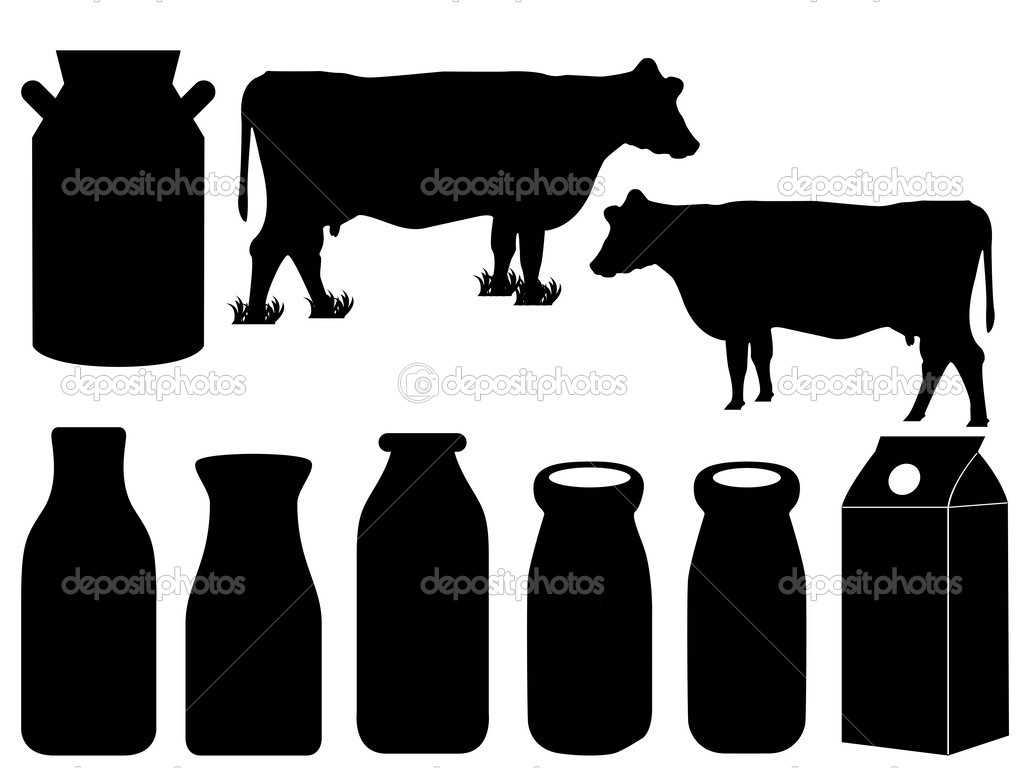 Cow Silhouette And Milk Bottles   Stock Vector   Alexghidan89    