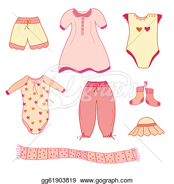 Cute Baby Girl Clothes   Clipart Illustrations Gg61903819   Gograph