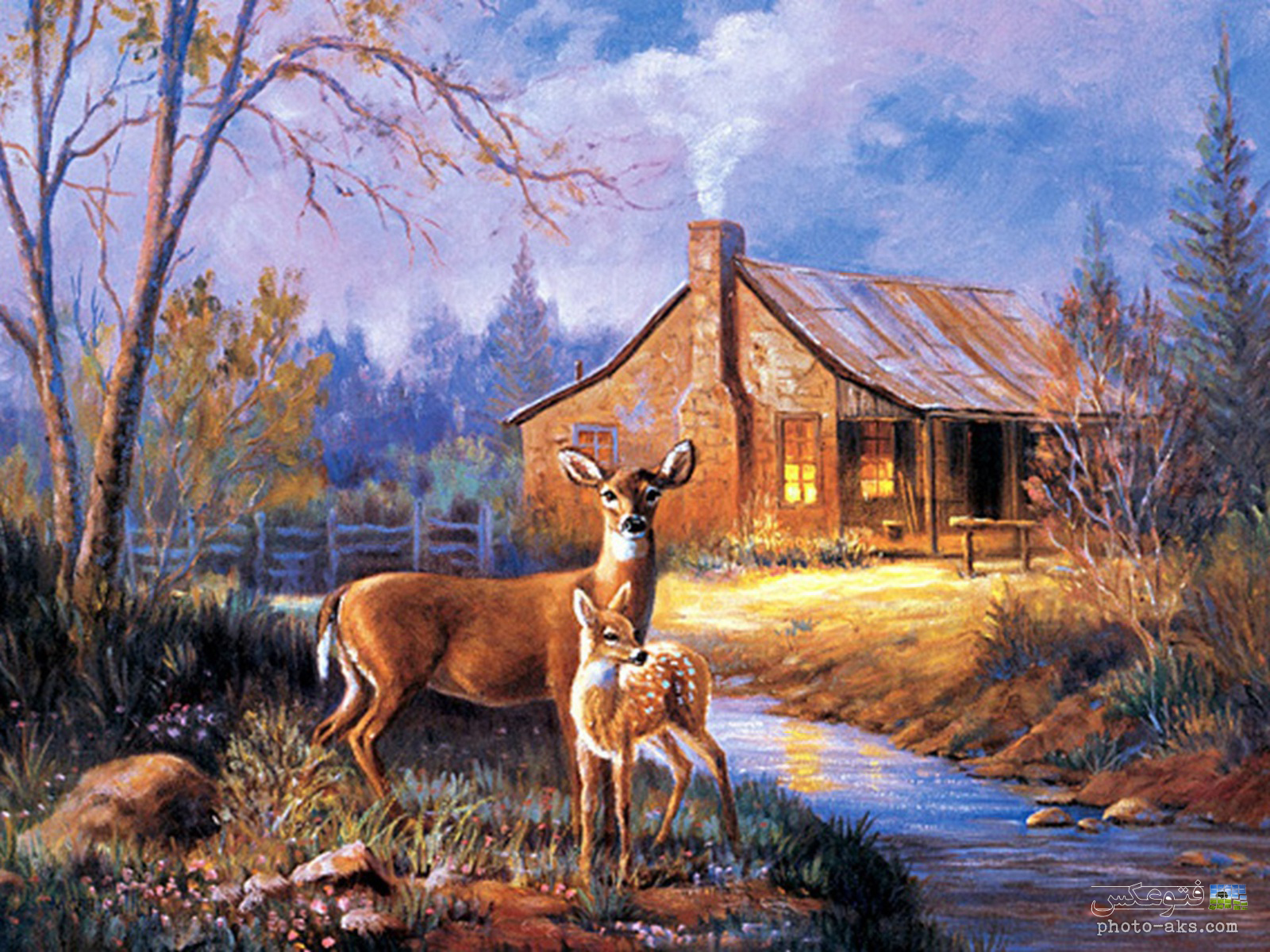                      Deer Painting Wallpaper