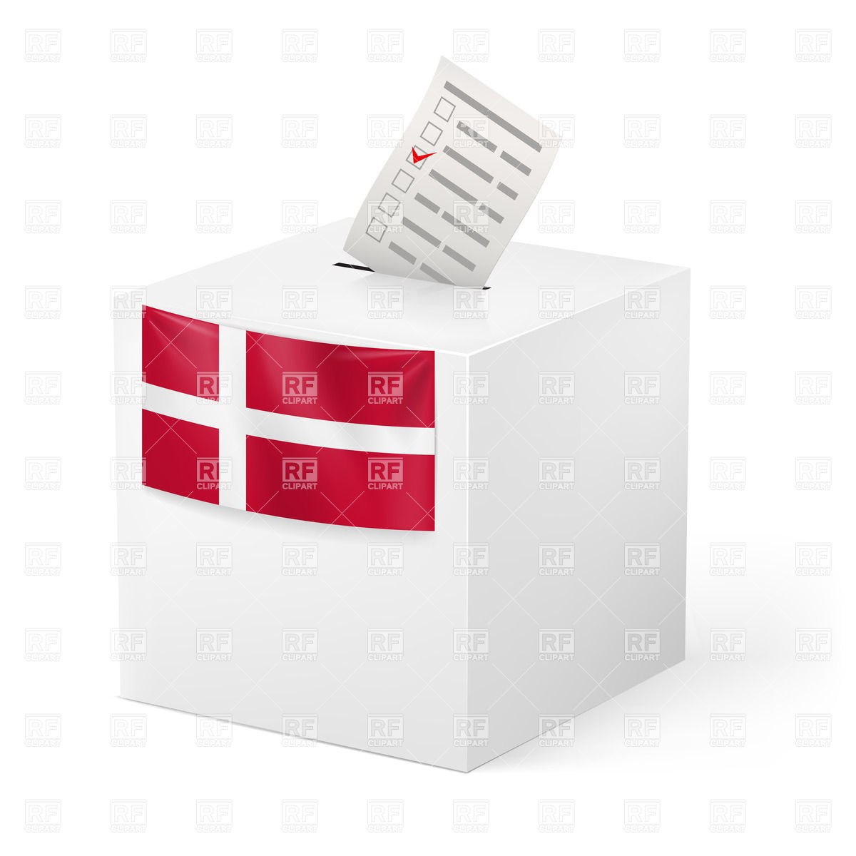 Denmark Ballot Box With Voting Paper Objects Download Royalty Free    