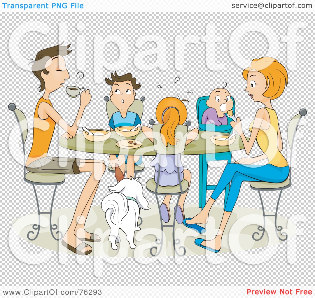 Free  Rf  Clipart Illustration Of A Family Of Five With Their Dog