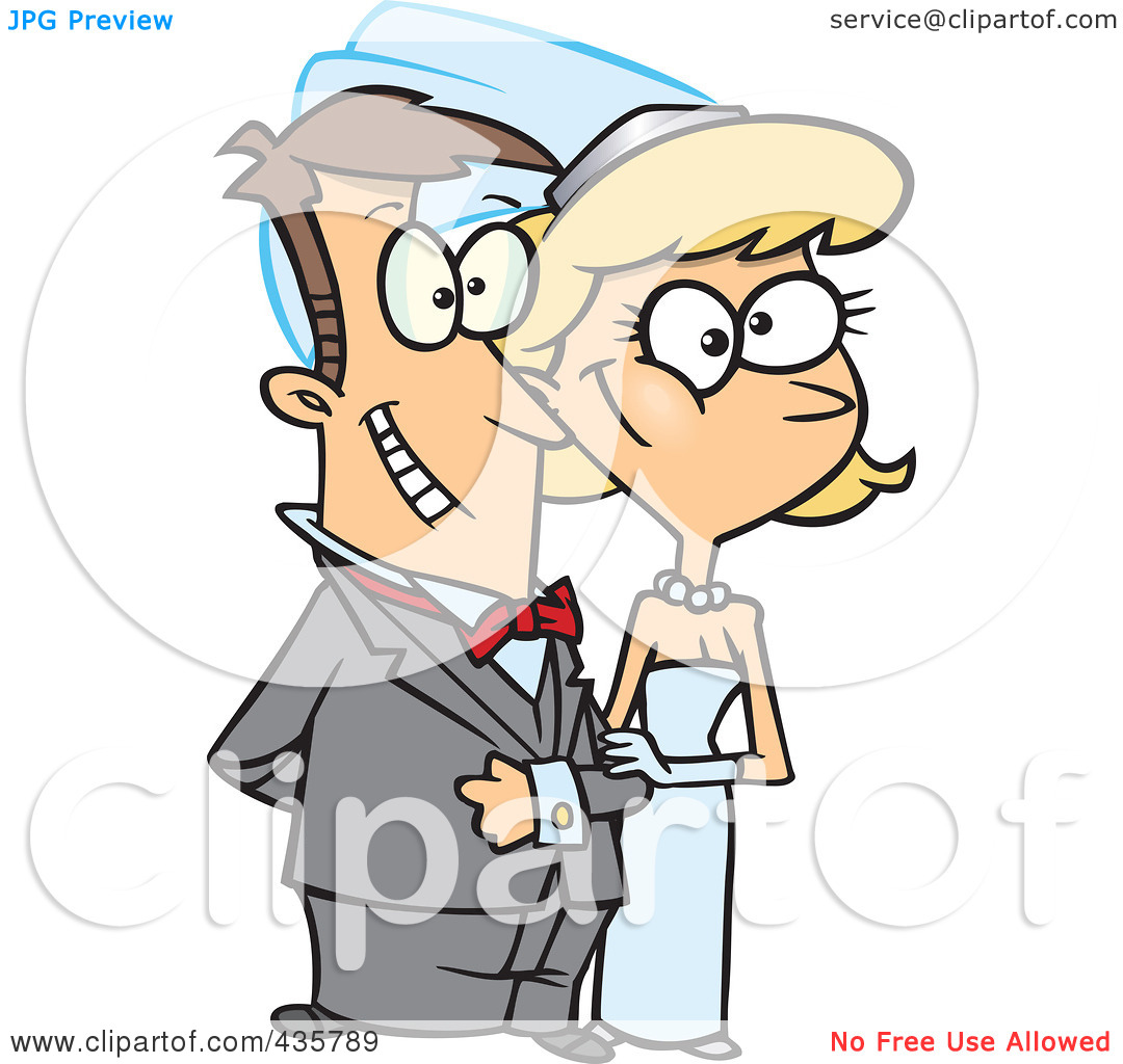 Free  Rf  Clipart Illustration Of A Happy Caucasian Wedding Couple