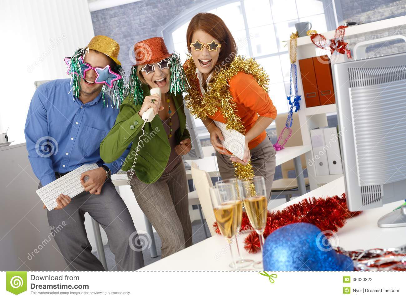 Funny New Year Eve Party In Office Stock Photography   Image  35320822
