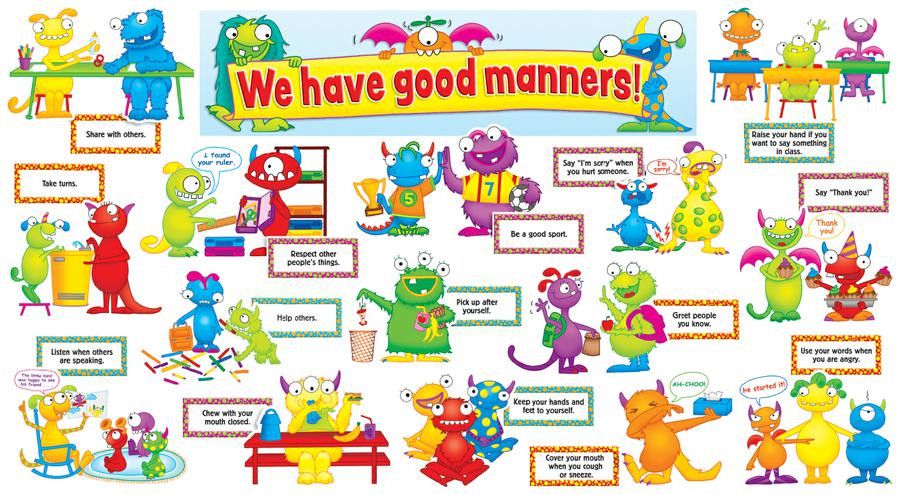 Good Manners Monsters Mini Bulletin Board Set   Tf 8082