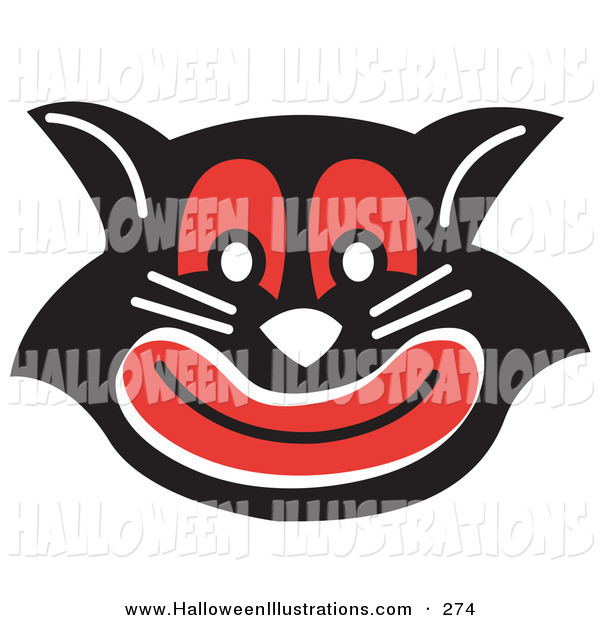 Halloween Clip Art Of A Happy Evil Black Cat With Red Eyes And Mouth