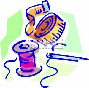 Measuring Tape With Needle And Thread   Royalty Free Clipart Picture
