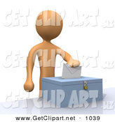 Of An Orange Voter Person Putting Their Voting Envelope In A Ballot