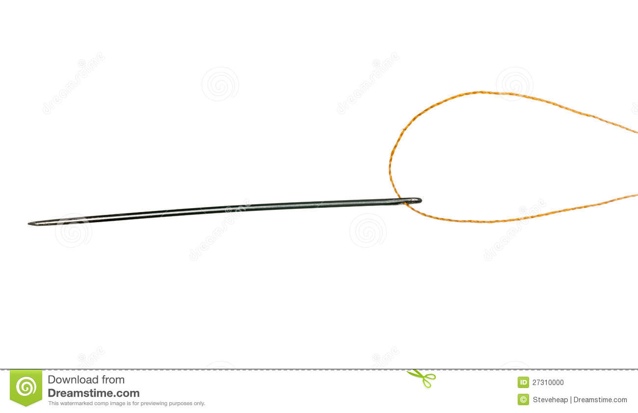 Orange Thread Through Eye Of Needle Stock Photo   Image  27310000