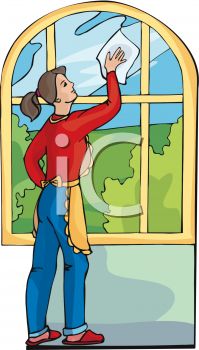 Royalty Free Clipart Image  A Woman Washing A Window