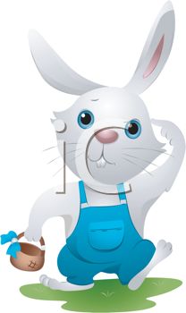 Royalty Free Clipart Image  Country Rabbit Carrying An Easter Basket