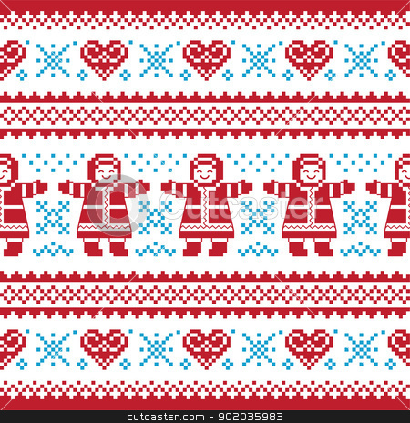 Scandynavian Sweater Style Stock Vector Clipart Red And Blue Winter