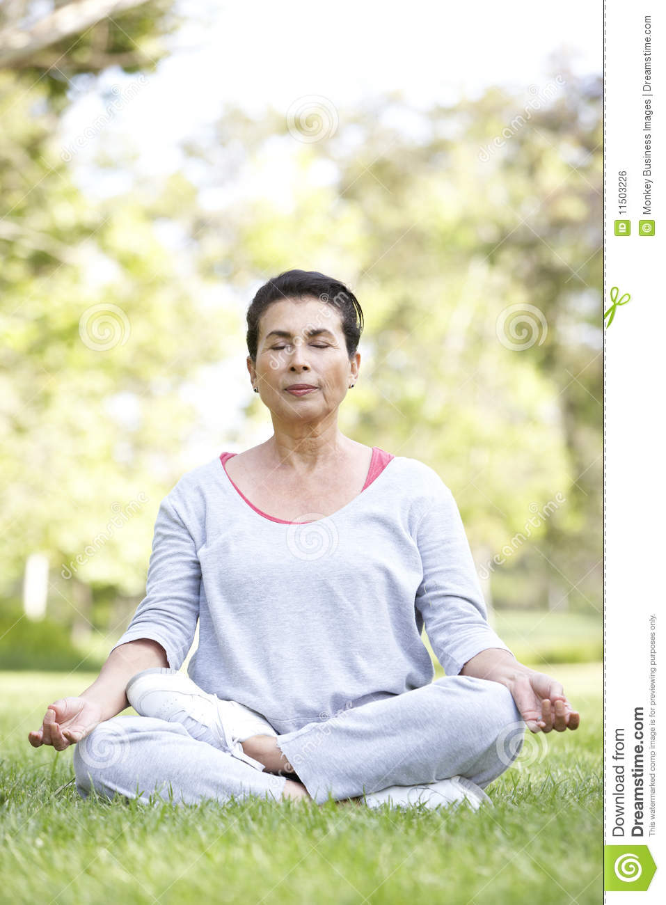Senior Woman Doing Yoga In Park Royalty Free Stock Image   Image